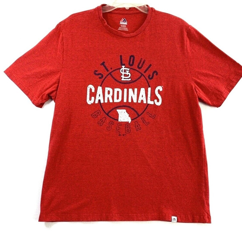 St Louis Cardinals Baseball T Shirt Mens XL Red Majestic Short Sleeve Tee
